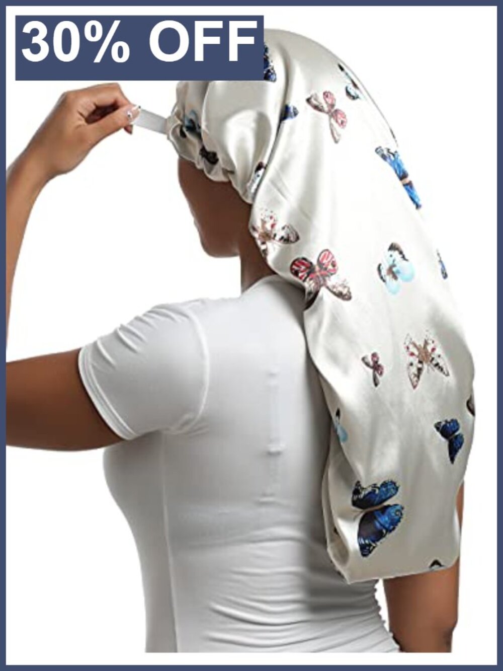 Satin Sleep Cap Hair Bonnet for Braids Curly Hair Adjustable Double Layer